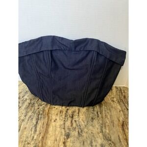 House of Spence Dark Denim Strapless Corset Top Structured Boning Detail ZipperM